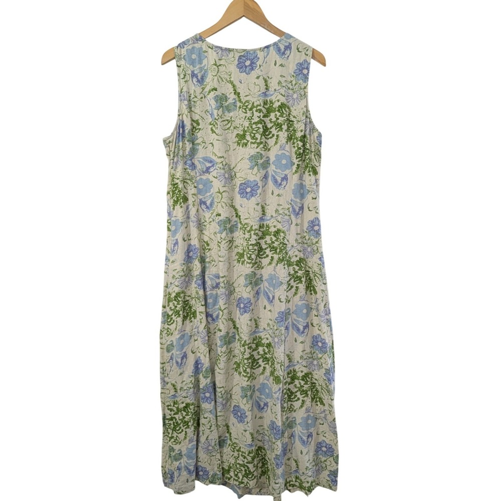 Chadwicks of Boston Linen Blend Maxi Dress Womens XL Floral Sleeveless Cottage - Picture 2 of 8